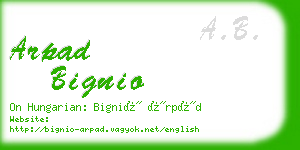 arpad bignio business card